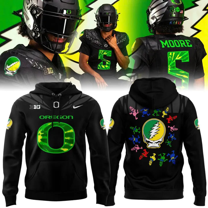 Oregon Ducks Football 2025 Grateful Ducks Tie-Dye Hoodie