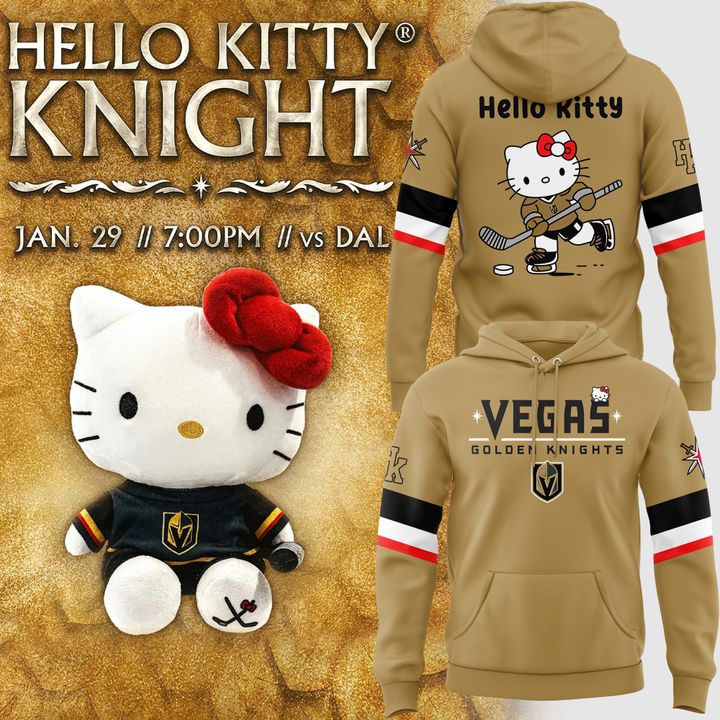 2026 Limited edition Hoodie Vegas Golden Knights x Hello Kitty for fans