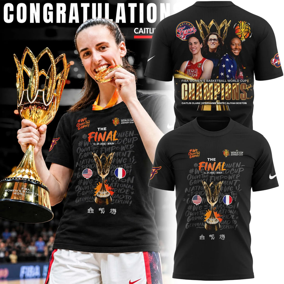 Limited Edition USA Women’s Basketball 2026 FIBA World Cup Champions T-shirt
