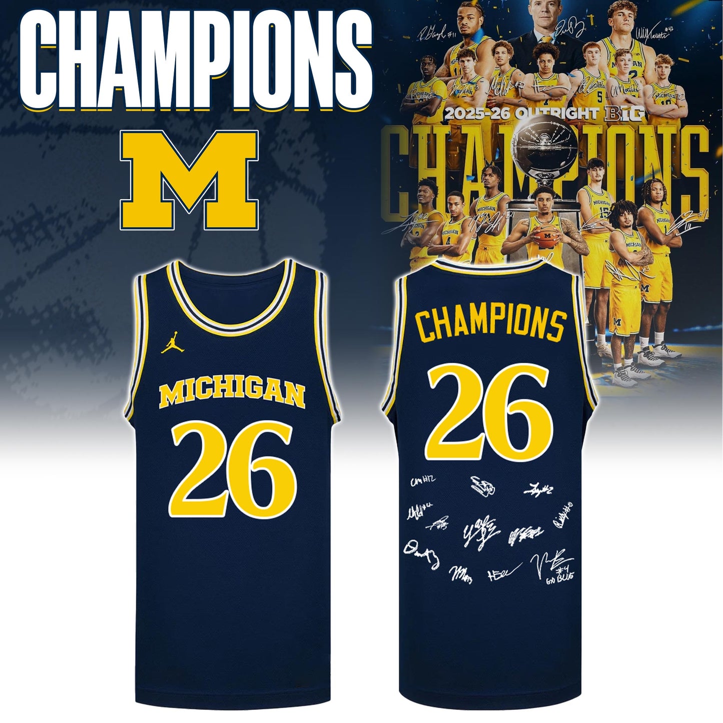 MICH Special NCAA Basketball Champions 2026 Limited Edition Dark Blue Jersey