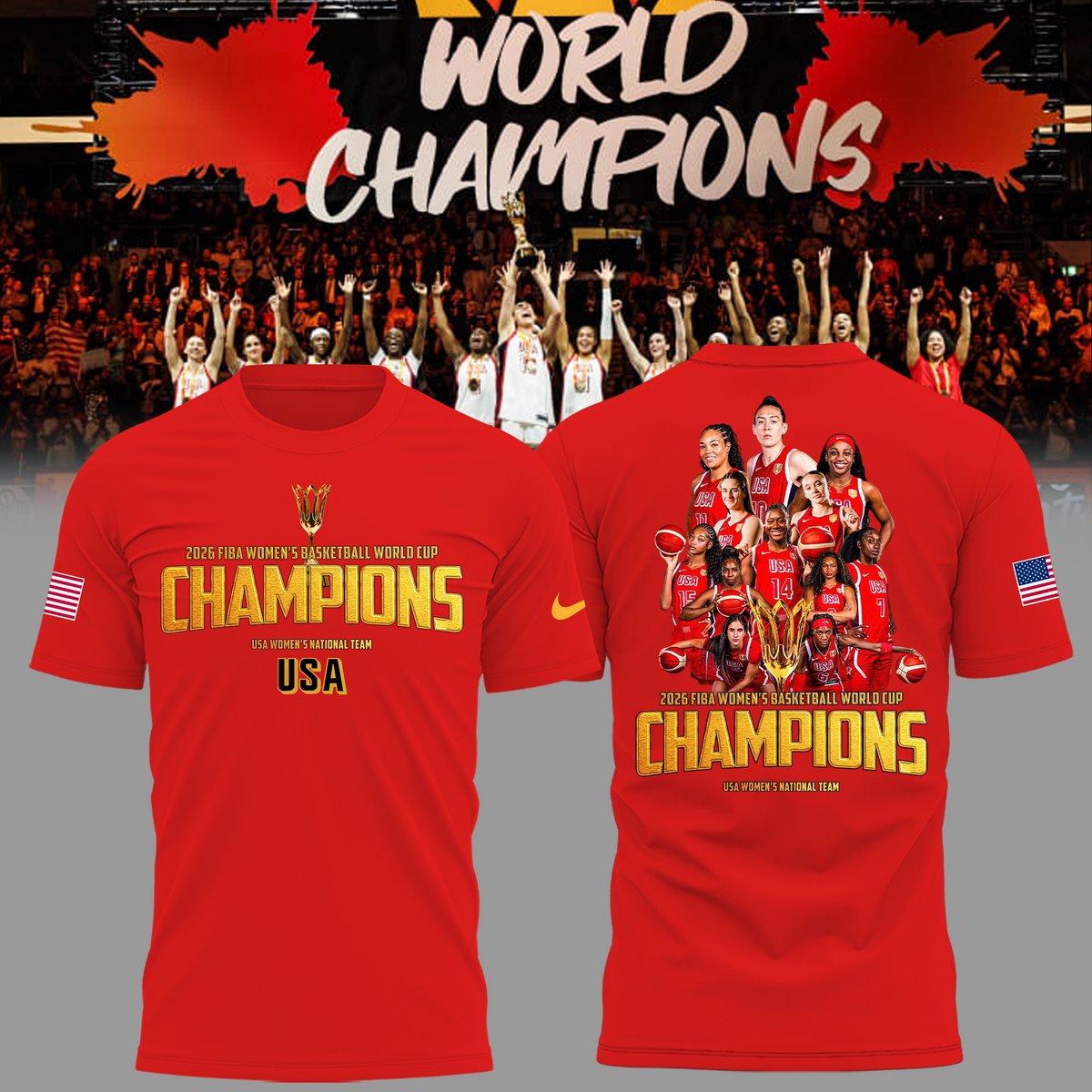 Limited Edition USA Women’s Basketball 2026 FIBA World Cup Champions T-shirt