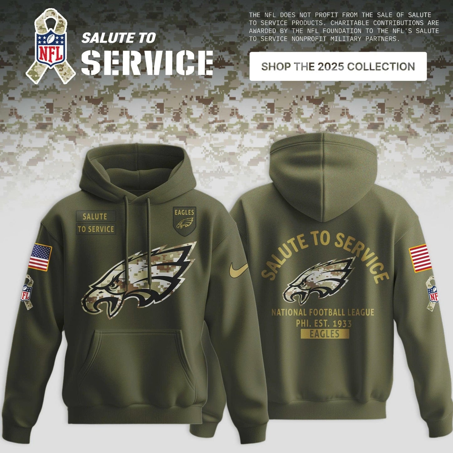 Philadelphia Eagles Salute to Service Sideline 2025 Hoodie