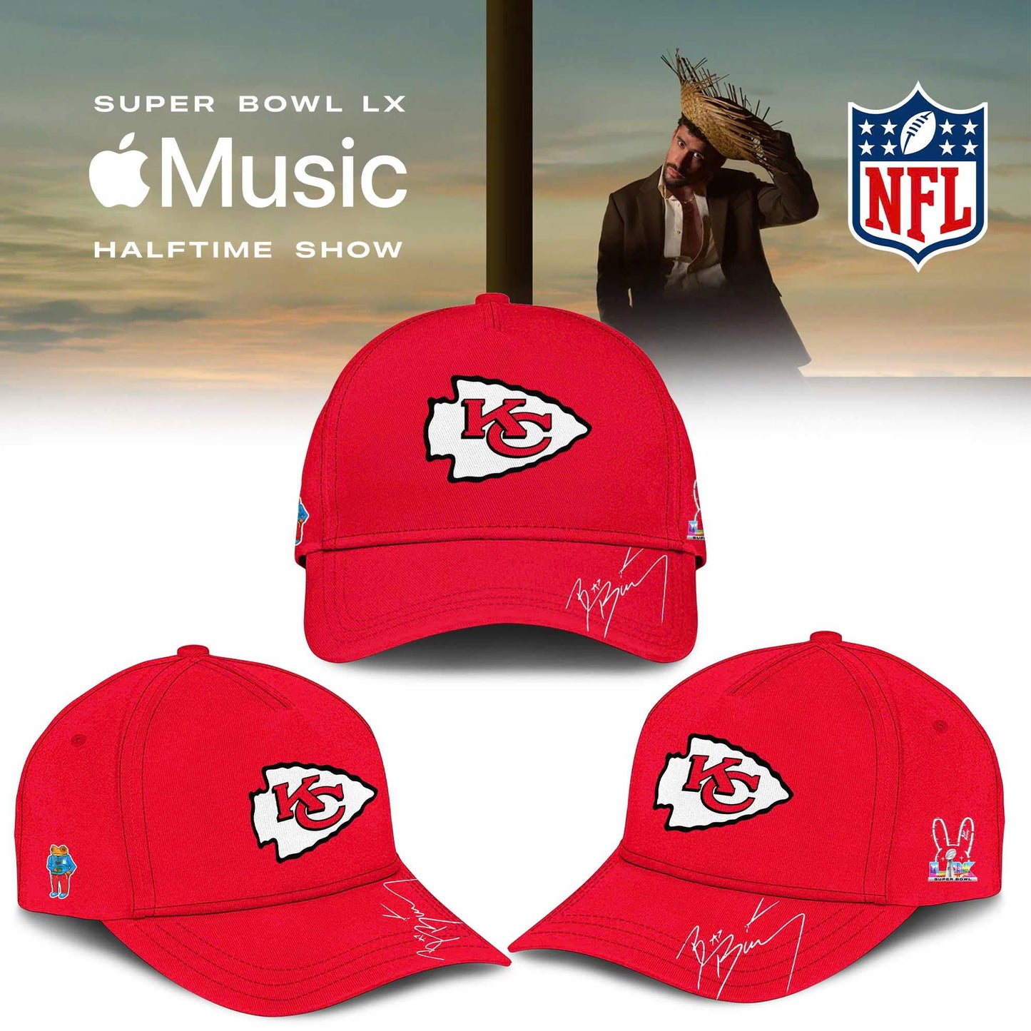 Kansas City Chiefs Bad Bunny 2026 Super Bowl LX Customized Jersey