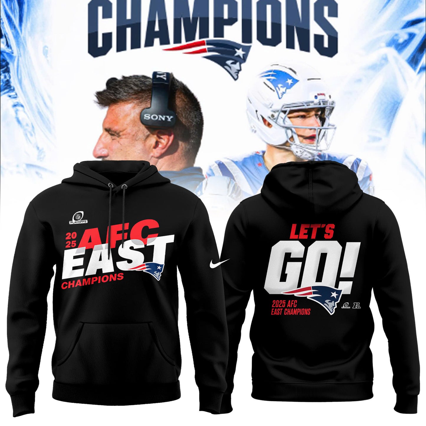 New England Patriots 2025 AFC East Champions Hoodie Limited Edition