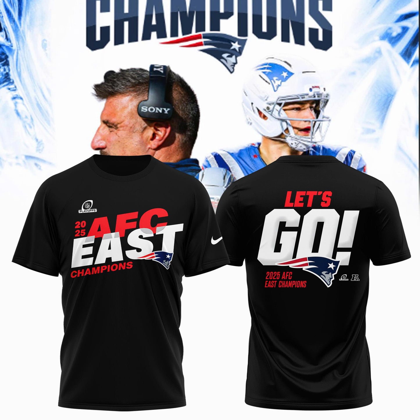 New England Patriots 2025 AFC East Champions T-Shirt Limited Edition