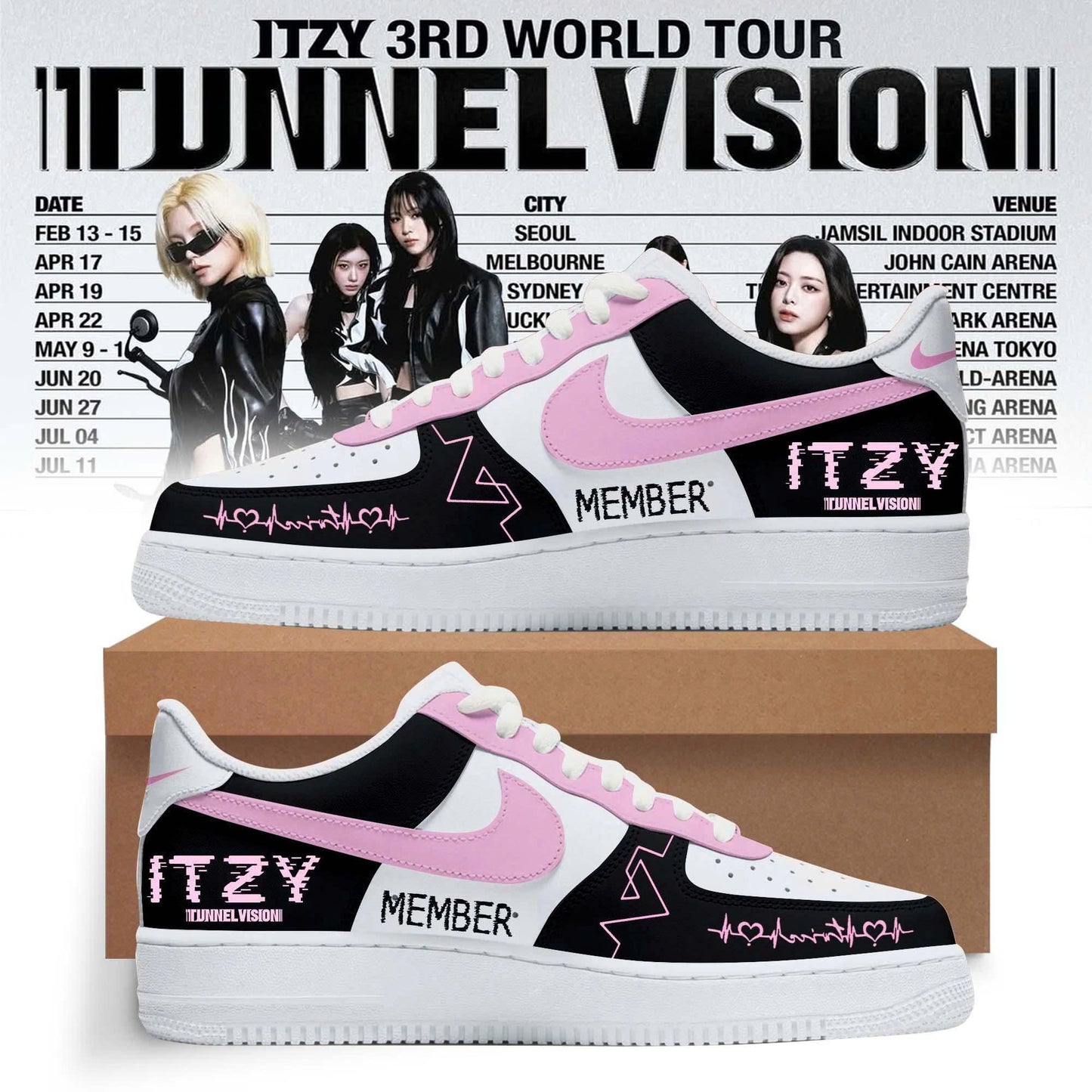 Air Force 1 ITZY 3RD WORLD TOUR TUNNEL VISION (Custom Name/Member)