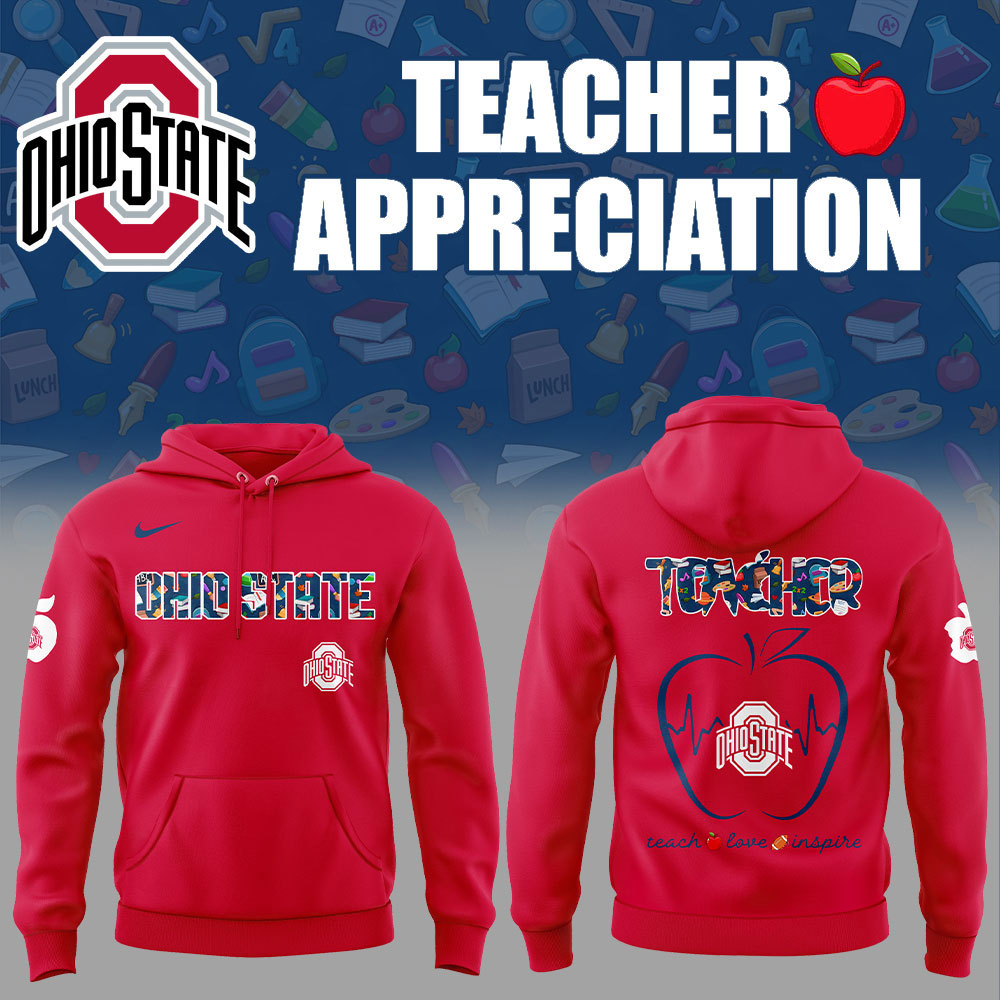 Ohio State Football TEACHER Appreciation 2025 Red Combo Hoodie