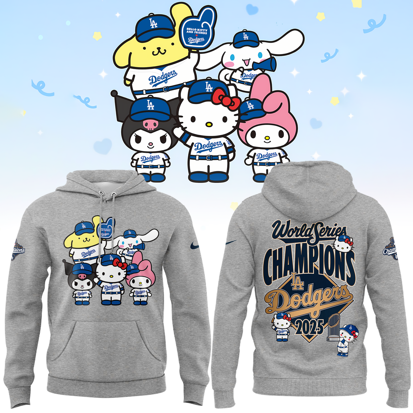 2025 HELLO KITTY x DODGERS CHAMPIONS Limited Edition Combo Hoodie