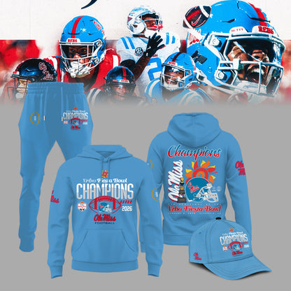 Ole Miss Vrbo Fiesta Bowl Champion 2026 Blue Hoodie
