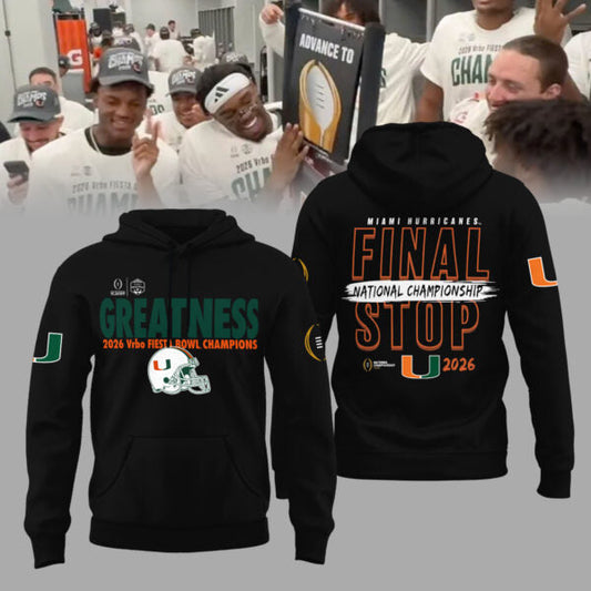 Miami Hurricanes CFP 2026 Fiesta Bowl Champions Limited Edition Hoodie
