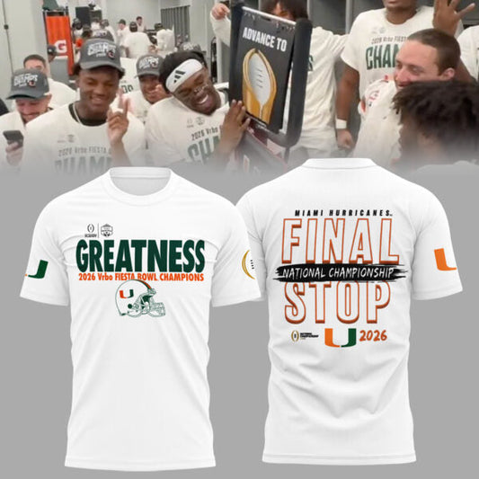 Miami Hurricanes College Football Playoff 2025 Fiesta Bowl Champions Combo T-Shirt