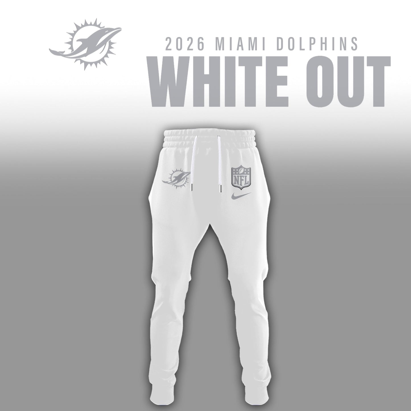 Miami Dolphins 2025 Winter White Out Combo TShirt