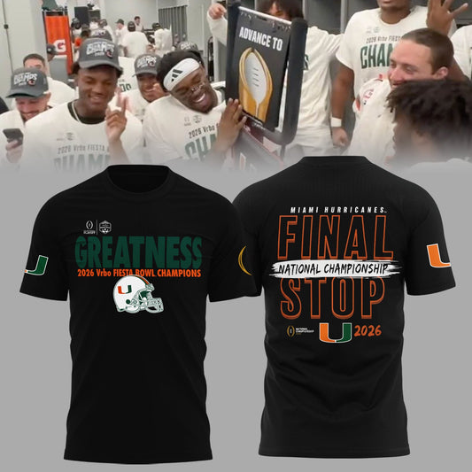 Miami Hurricanes College Football Playoff 2025 Fiesta Bowl Champions Combo T-Shirt