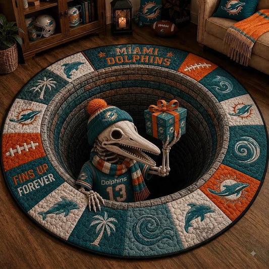 Limited Edition Miami Dolphins 2026 Halloween Quilted Round Rug, Mats