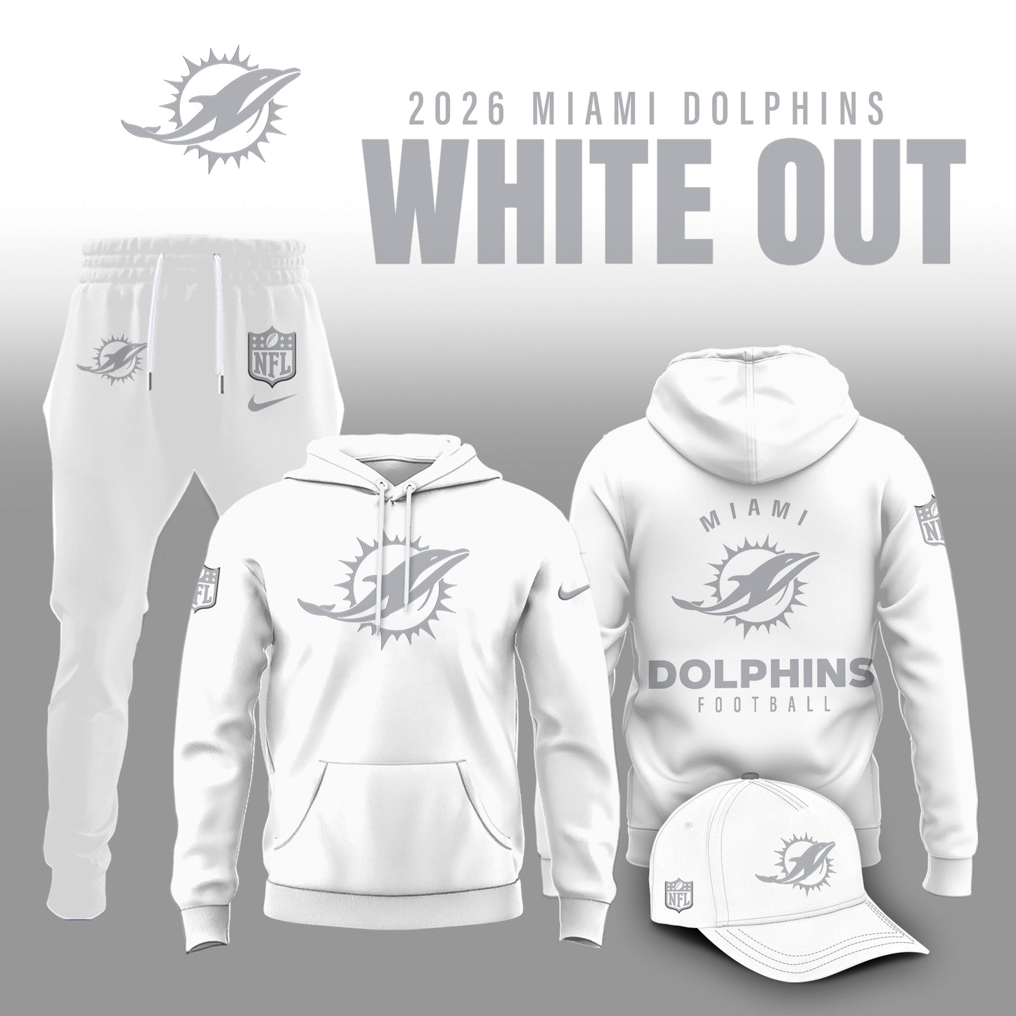 Miami Dolphins 2026 White Out Limited Edition Hoodie