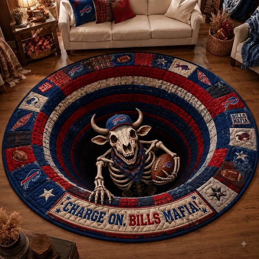 Limited Edition Buffalo Bills 2026 Halloween Quilted Round Rug, Mats