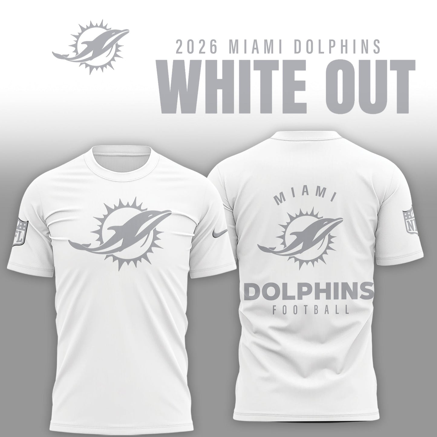 Miami Dolphins 2025 Winter White Out Combo TShirt