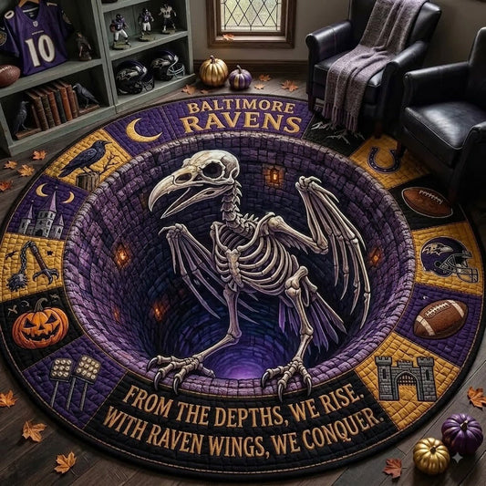 Limited Edition Baltimore Ravens 2026 Halloween Quilted Round Rug, Mats