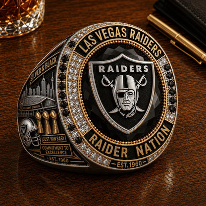 Limited Edition Las Vegas Raiders Round Engraved Ring