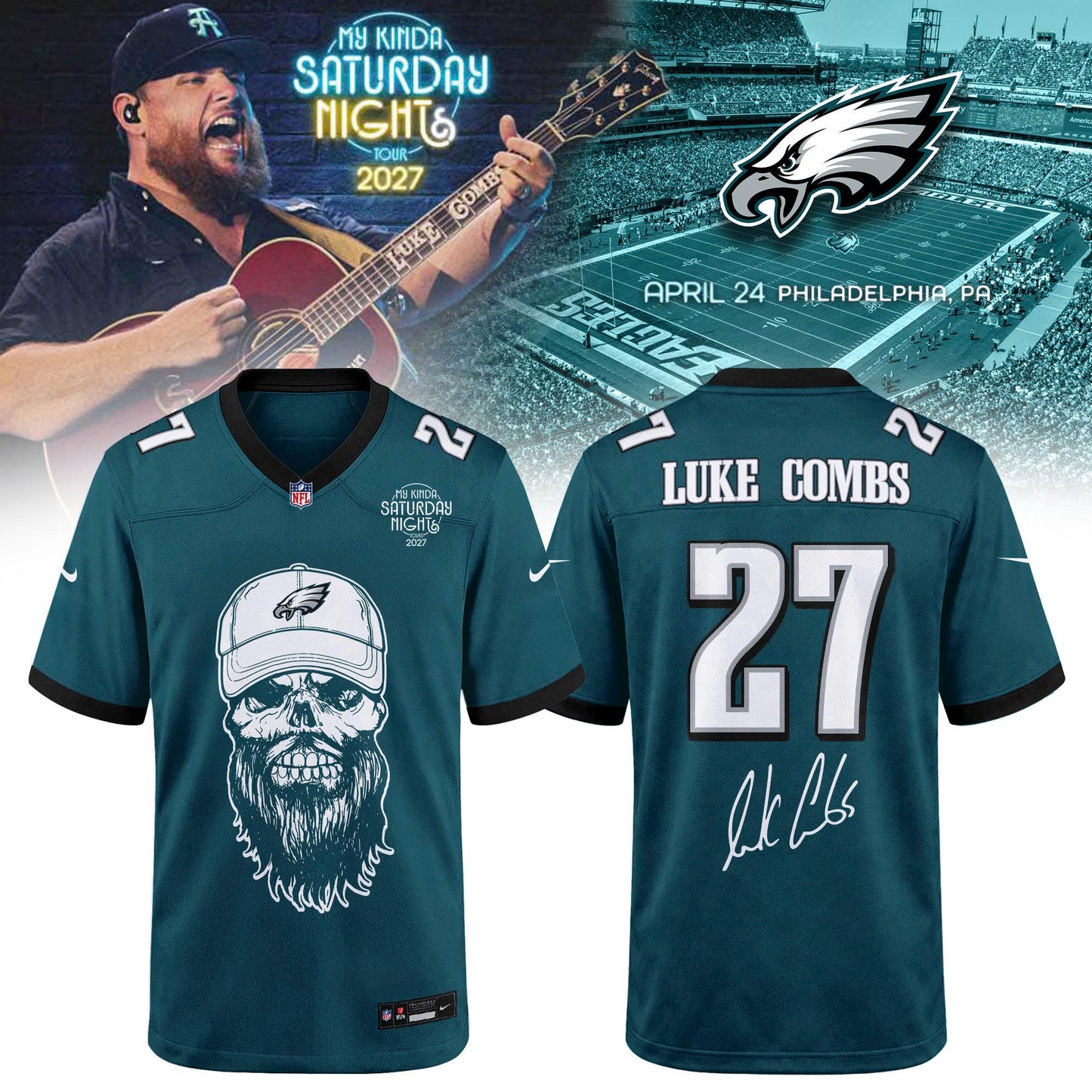 Philadelphia Eagles x Luke Combs My Kinda Saturday Night Tour 2027 Jersey