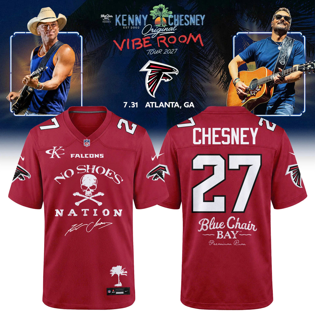 Atlanta Falcons x Kenny Chesney The Original Vibe Room Tour 2027 Jersey