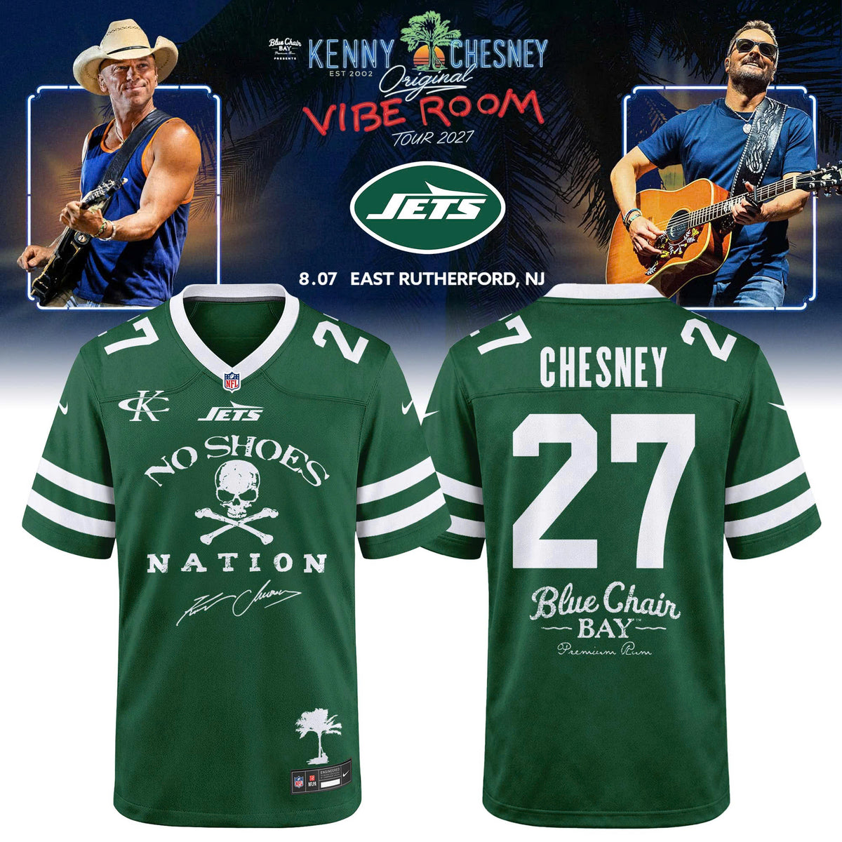 New York Jets x Kenny Chesney The Original Vibe Room Tour 2027 Jersey