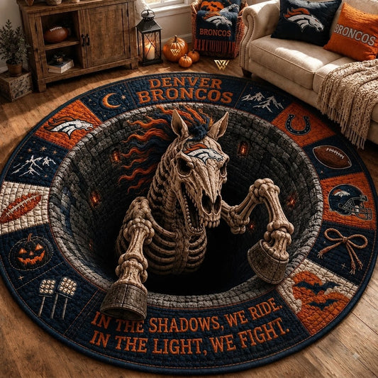 Limited Edition Denver Broncos 2026 Halloween Quilted Round Rug, Mats