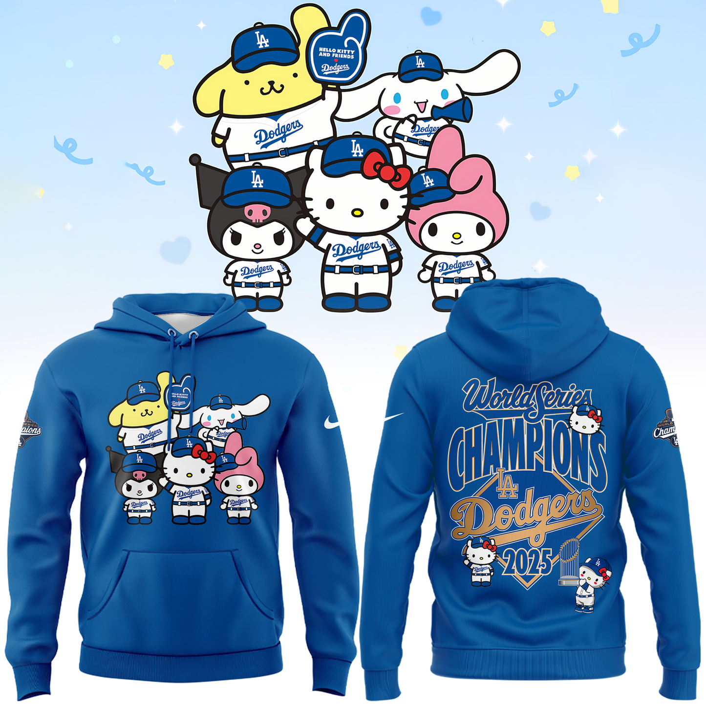 2025 HELLO KITTY x DODGERS CHAMPIONS Limited Edition Combo Hoodie