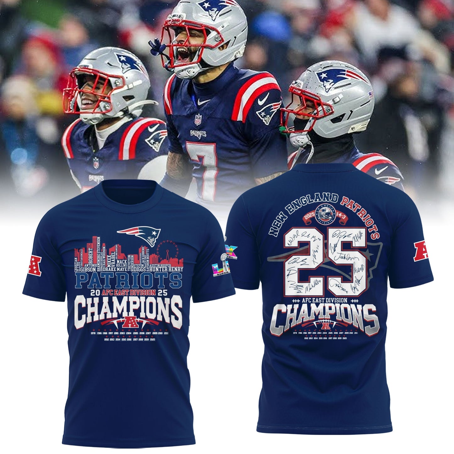 New England Patriots 2025 AFC Conference Champions T-shirt