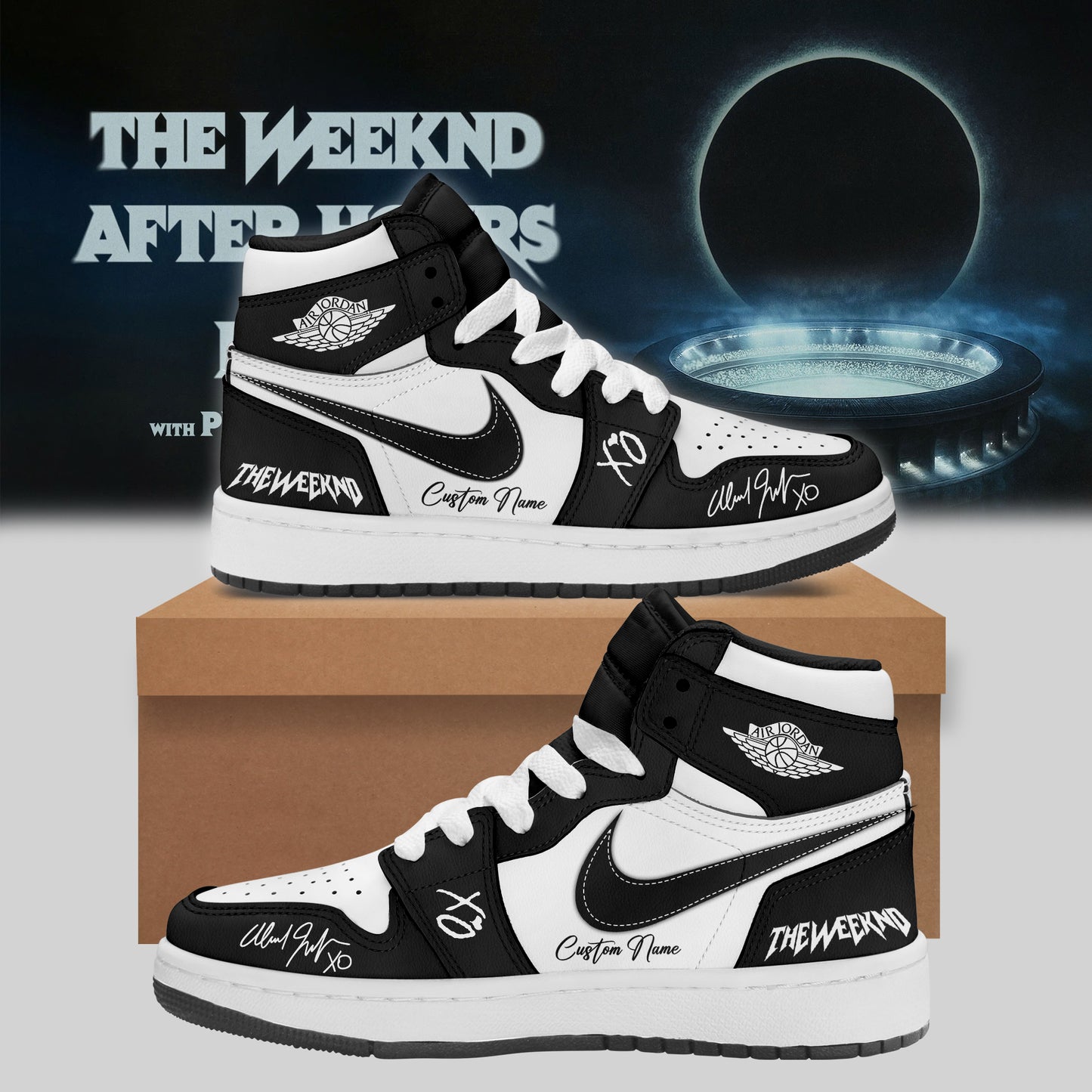 The Weeknd _ After Hours Till Dawn Tour Signature Limited Edition Custom AJ1 Sneakers