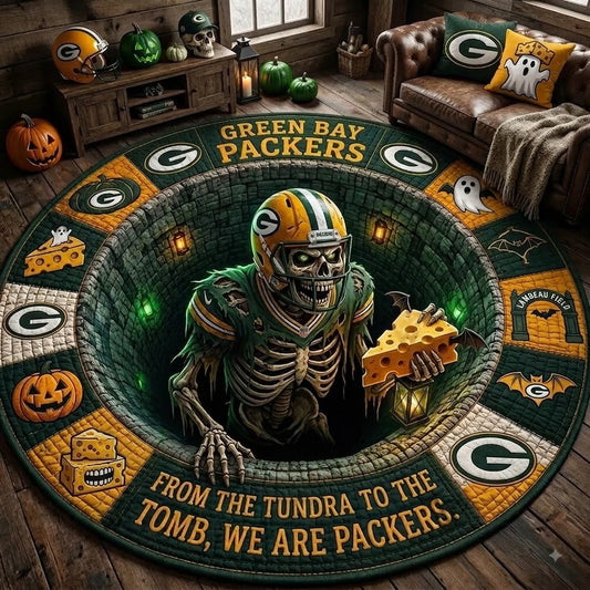 Limited Edition Green Bay Packers 2026 Halloween Quilted Round Rug, Mats
