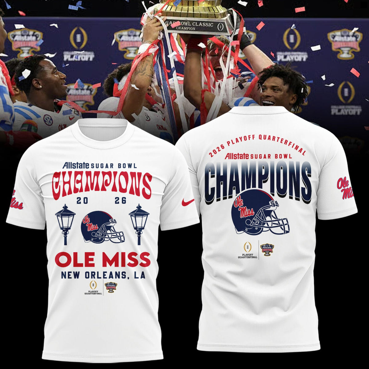 Ole Miss Rebels 2026 Sugar Bowl Champions Limited Edition Combo T-Shirt