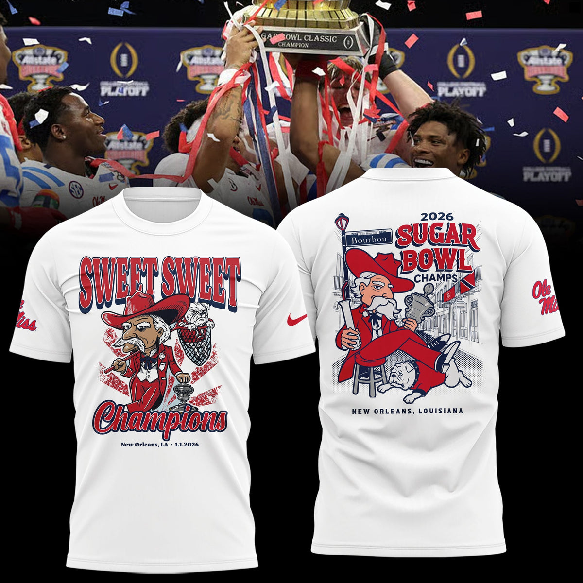 Ole Miss Rebels 2026 Sugar Bowl Champions Limited Edition Combo T-Shirt