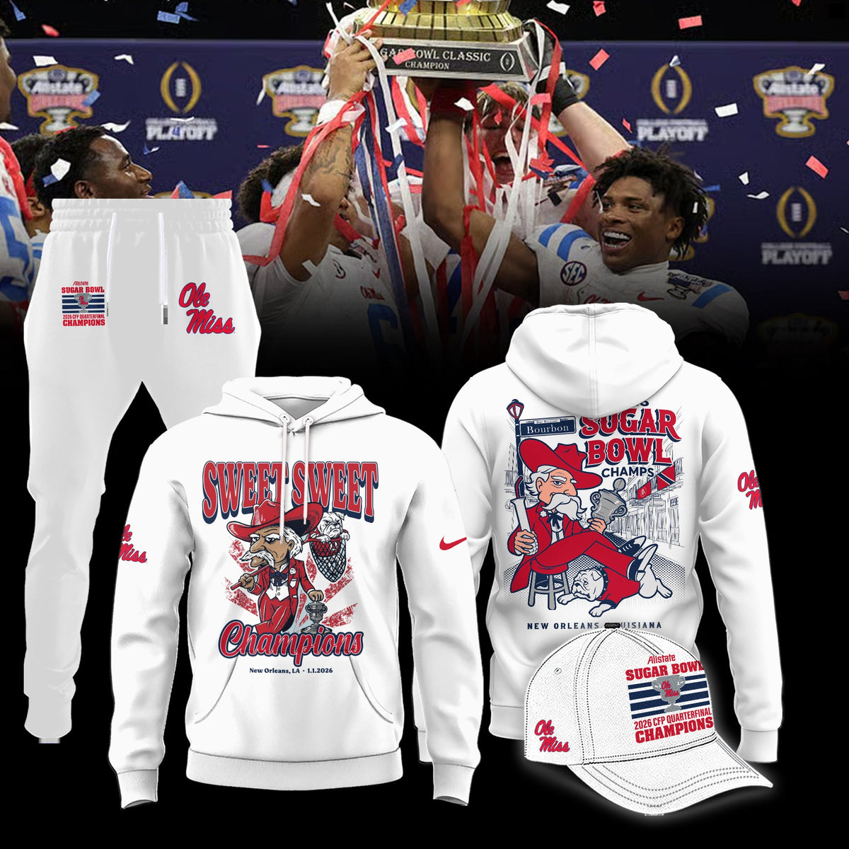 Ole Miss Rebels 2026 Sugar Bowl Champions Limited Edition Combo Hoodie