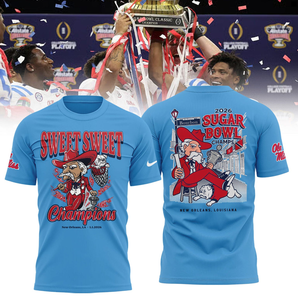 Ole Miss Rebels 2026 Sugar Bowl Champions Limited Edition Combo T-Shirt