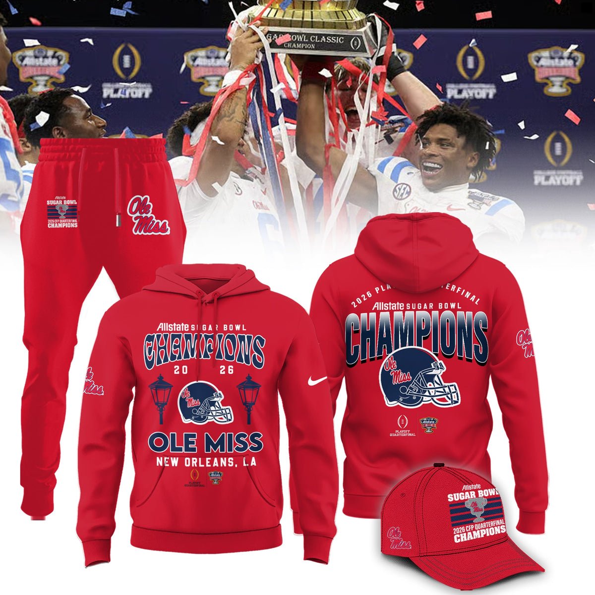 Ole Miss Rebels 2026 Sugar Bowl Champions Limited Edition Combo Hoodie