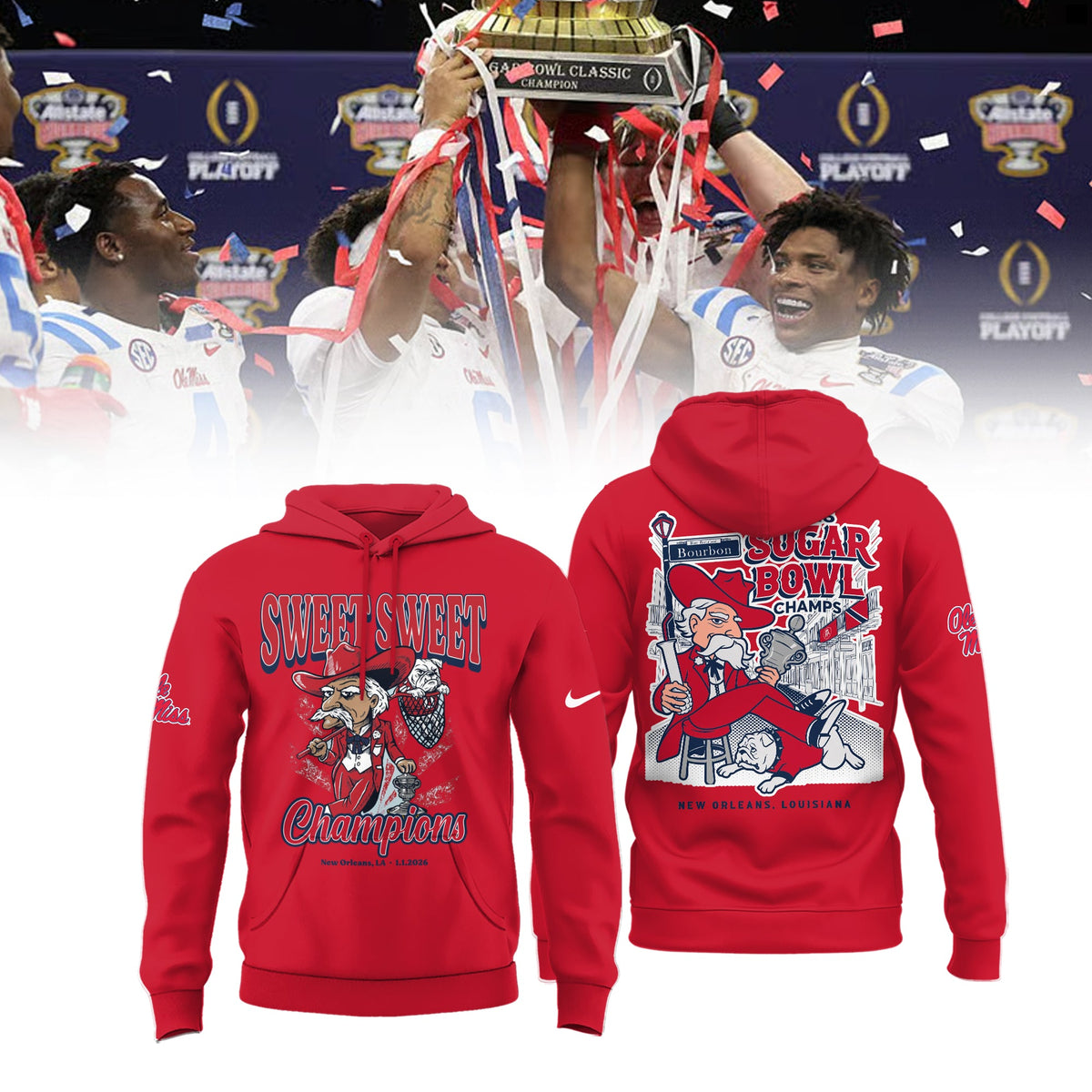 Ole Miss Rebels 2026 Sugar Bowl Champions Limited Edition Combo Hoodie