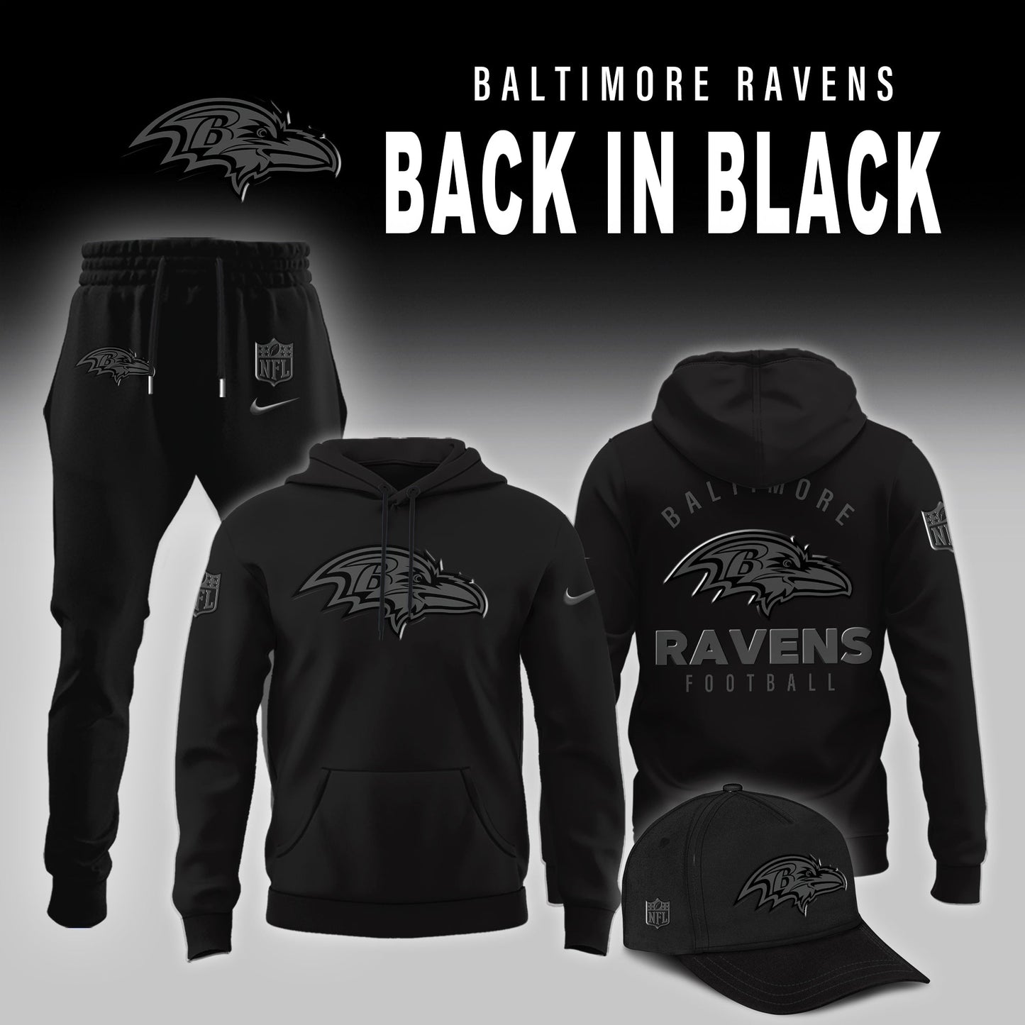 Baltimore Ravens 2025 Back In Black Limited Edition Combo Hoodie
