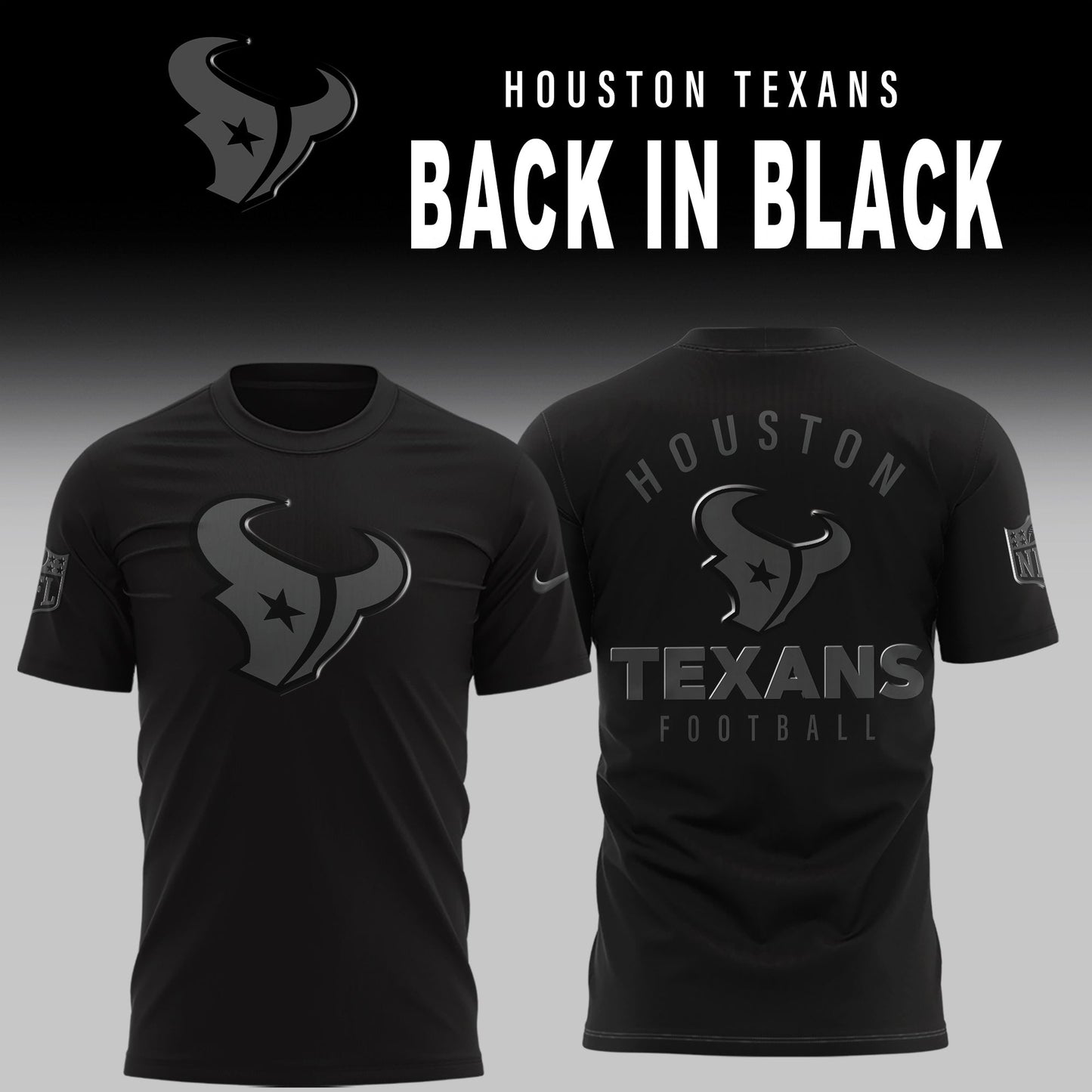 Houston Texans 2025 Back In Black Limited Edition Combo TShirt