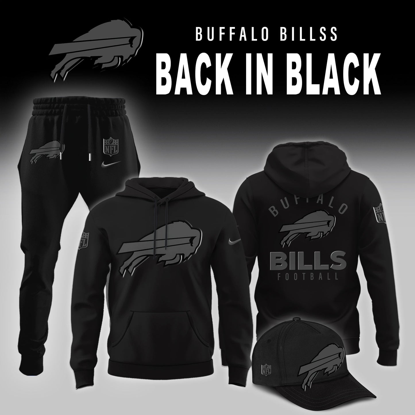 Buffalo Bills Back In Black Limited Edition Combo Hoodie