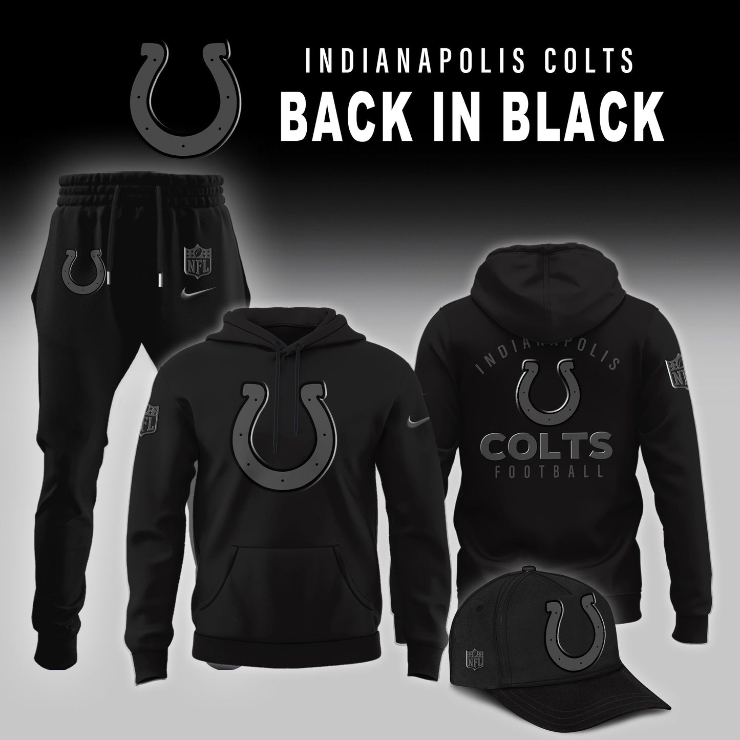Indianapolis Colts 2025 Back In Black Limited Edition Combo Hoodie