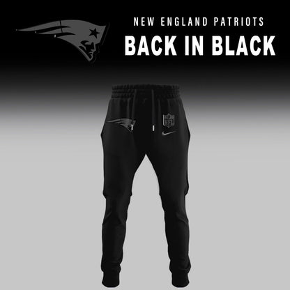 New England Patriots Back In Black Half Zip Hoodie