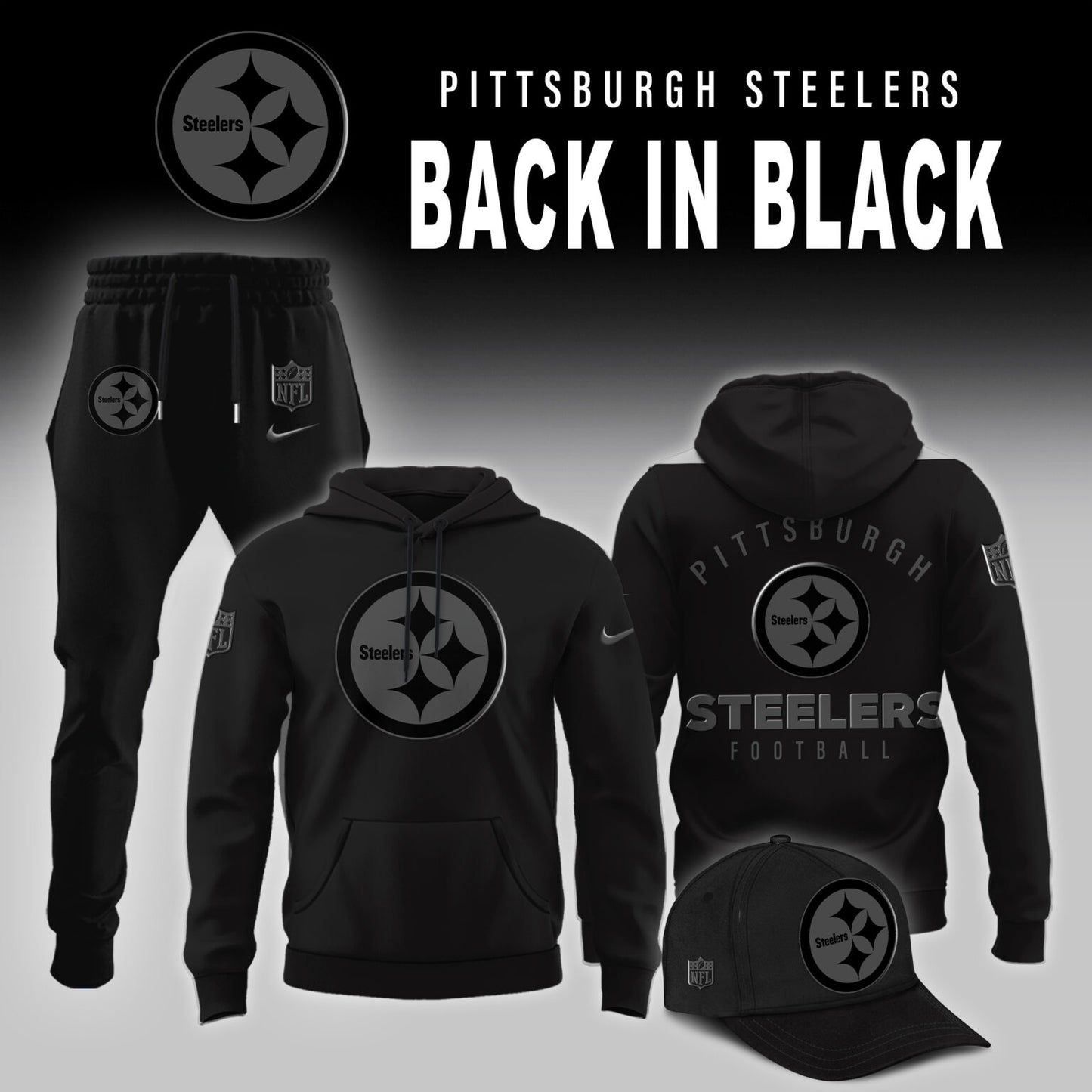 Limited Edition Pittsburgh Steelers Back in Black Hoodie