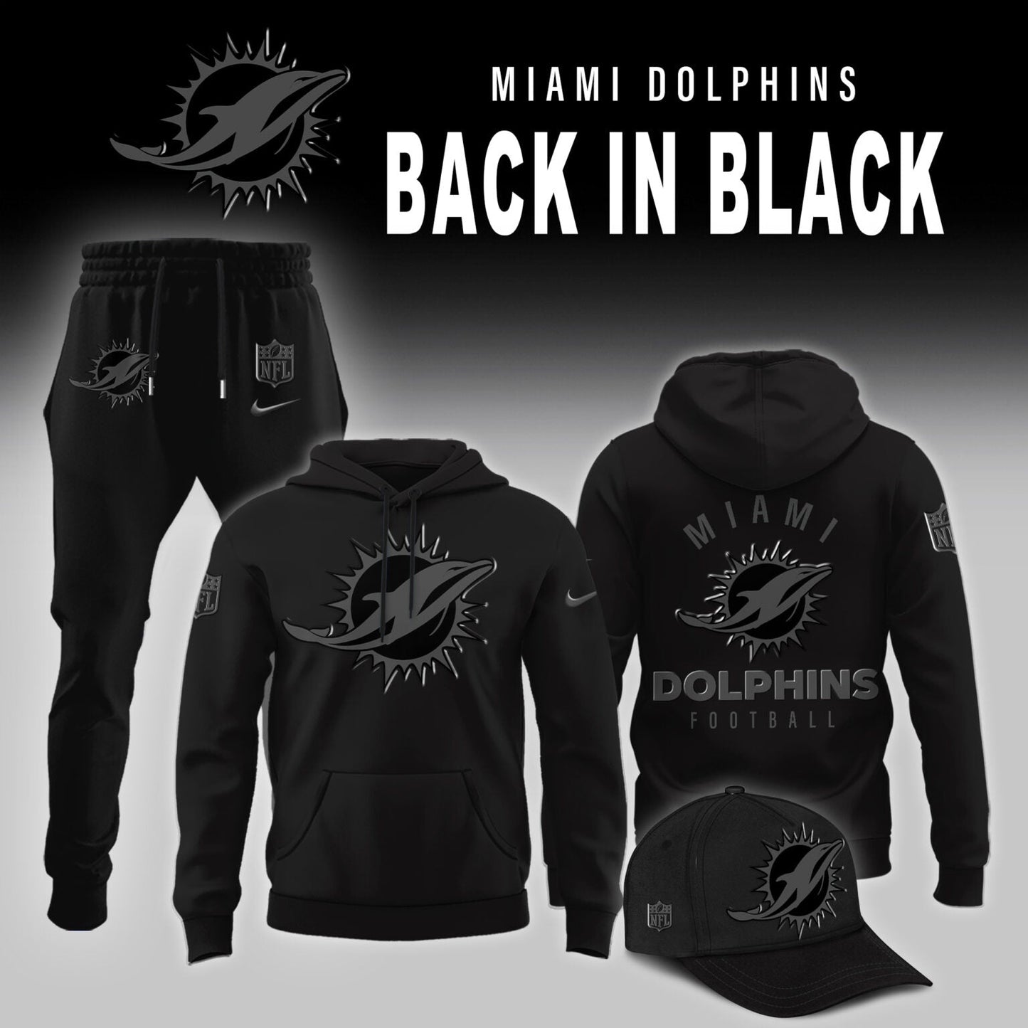 Miami Dolphins 2025 Back In Black Limited Edition Combo Hoodie