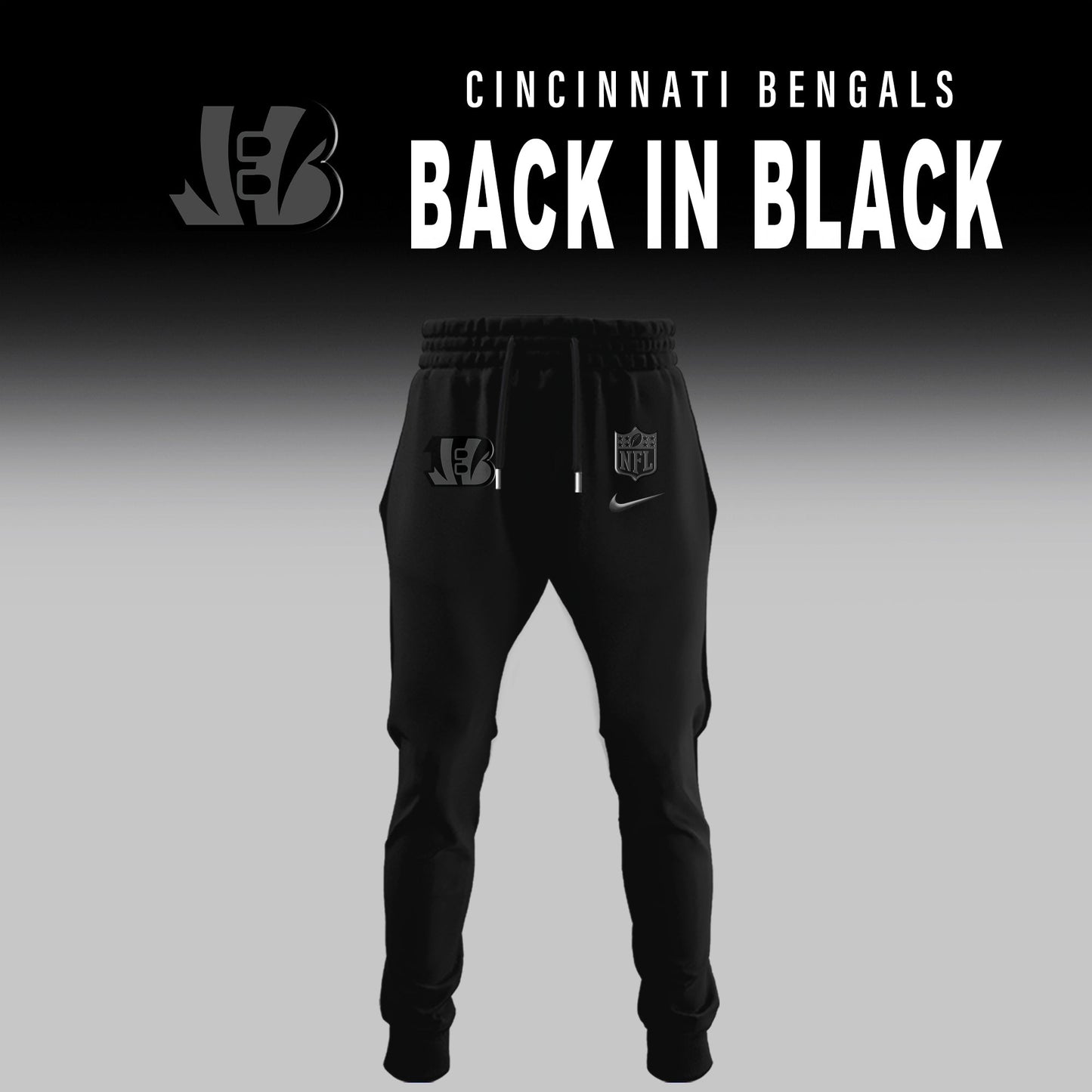 Cincinnati Bengals Back In Black Half Zip Hoodie