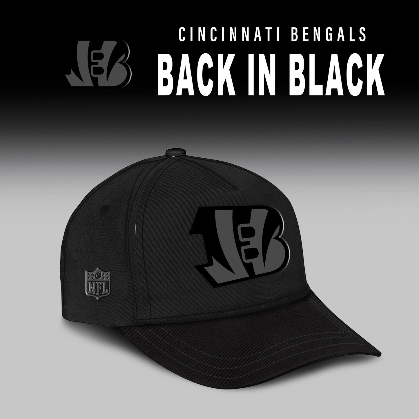 Cincinnati Bengals Back In Black Half Zip Hoodie