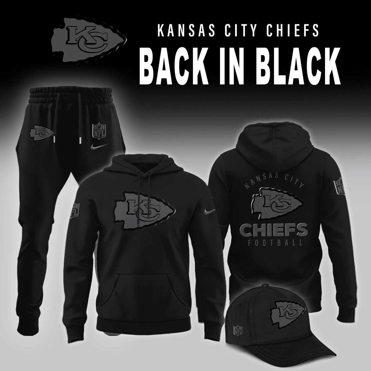 Kansas City Chiefs 2025 Back In Black Limited Edition Combo Hoodie