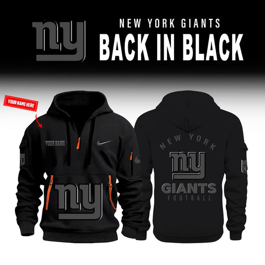 New York Giants Back In Black Half Zip Hoodie