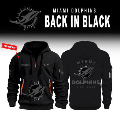 Miami Dolphins Back In Black Half Zip Hoodie