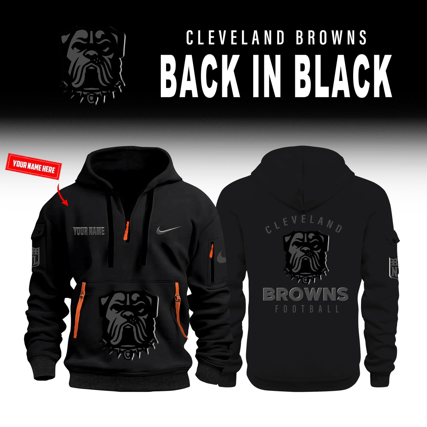 Cleveland Browns Back In Black Limited Edition Half Zip